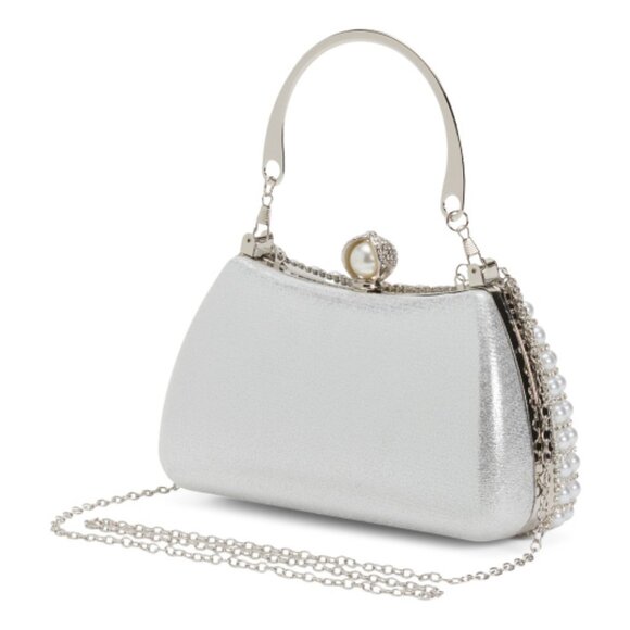 NATASHA Crystal Stones And Pearl Clutch